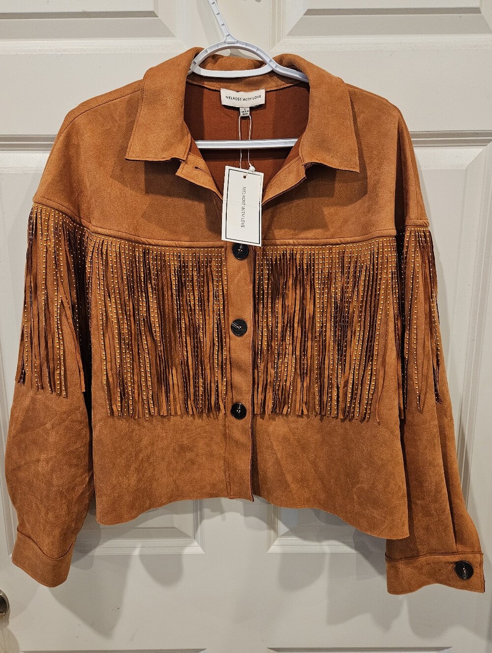 NWT Fringe Studded Vegan Suede Jacket